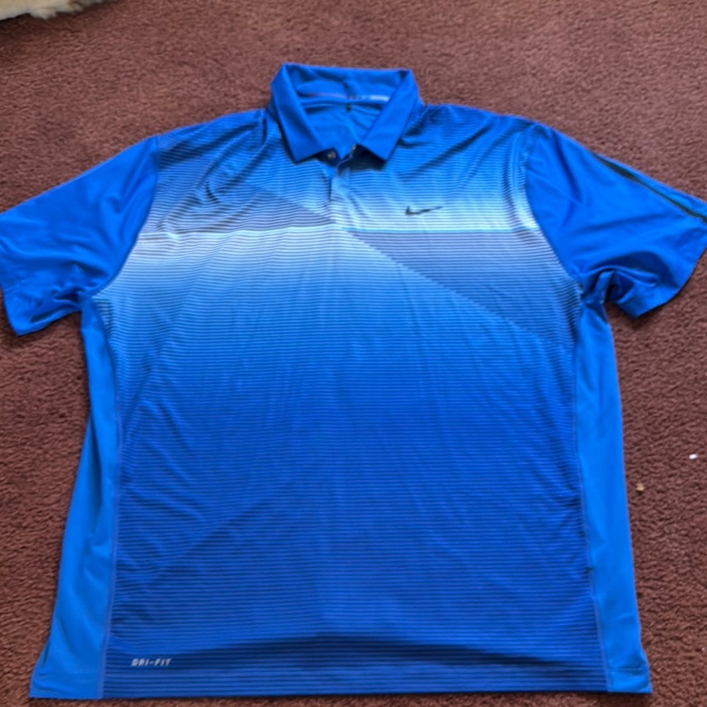Nike Tiger Woods Collection Blue Performance Golf Polo Shirt XXL